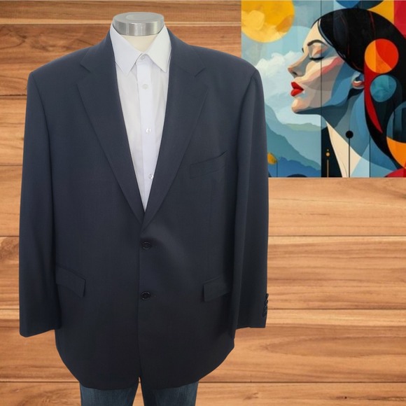 Brooks Brothers‎ 346 Stretch Blazer Jacket Mens 46R Navy Blue 2 Button Striped